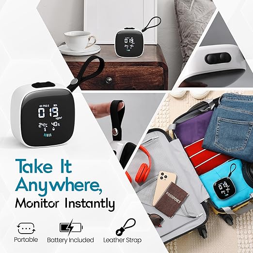 ORB 3-in-1 Air Quality Monitor – Portable Indoor Air Quality Meter for PM2.5, Temperature & Humidity | Smart Air Quality Tester for Home, Office, Bedroom, Travel