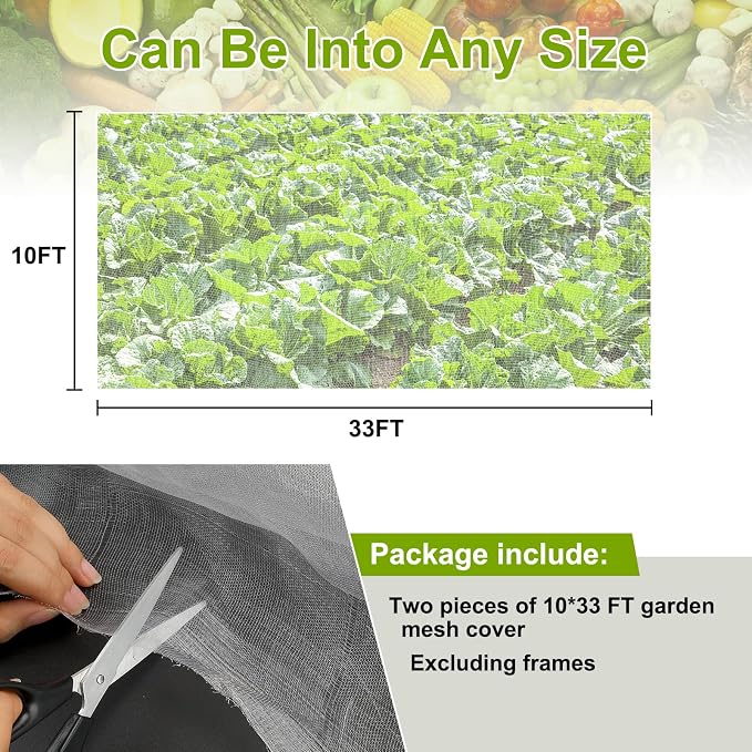 Garden Netting, 2 Pack 10x33Ft Ultra Fine Mesh Netting Pest Barrier Protection - Image 4