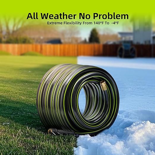 Worth Leader Long Garden Hose 5/8 in. x 75 ft. -No Kink, Flexible, Leakproof, Male to Female Fittings -Heavy Duty Durable PVC Lightweight Water Pipe with Brass Aluminum Ends for Household & Yard Use