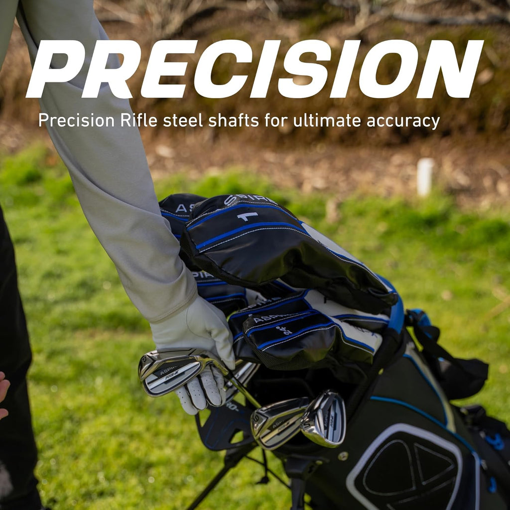 19 Piece Men's Complete Golf Club Package Set with Titanium Driver, #3 Fairway Wood, 3-4-5 Hybrids, 6-SW Irons, Putter, Stand Bag, 5 H/C's - Choose Options!
