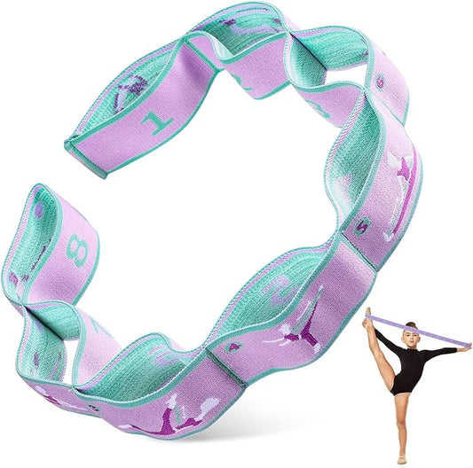 Stretch Strap for Kids Elastic Gymnastics Stretching Ballet Dance Band with 8 Loops Adjustable Exercise Training Resistance Strap for Children Stuff Pilates Latin Yoga Equipment-FlexoryFit