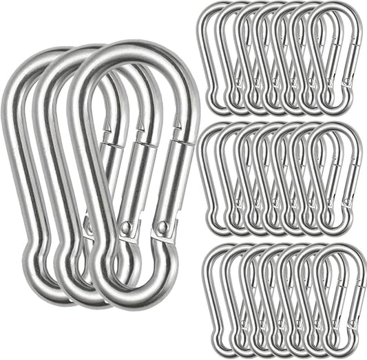 Spring Snap Hooks M5 M6 M8 M10 Carabiner Heavy Duty Carabiner Clips Galvanized Steel Quick Links Caribiniers Hammocks Hooks for Camping Hiking Outdoor Swing Pet Leash Gym