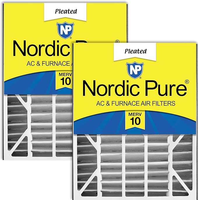 Nordic Pure 20x25x5 (19_3/4 x 24_1/4 x 4_7/8) Air Bear AC Filter Replacement MERV 10 Pleated + Carbon 2 Pack