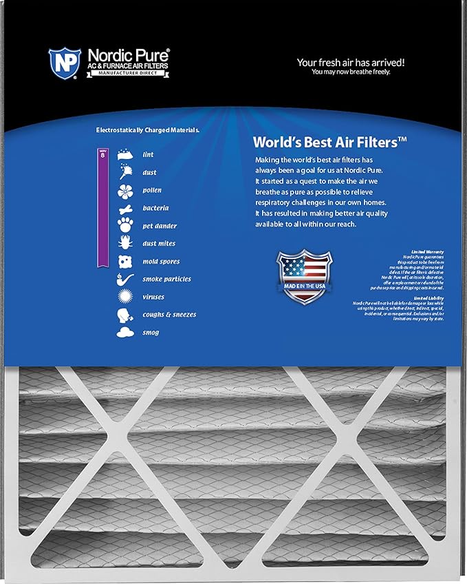 Nordic Pure 20x25x5 (19_3/4 x 24_1/4 x 4_7/8) Air Bear Replacement 255649-102 MERV 8 Air Filters 4 Pack