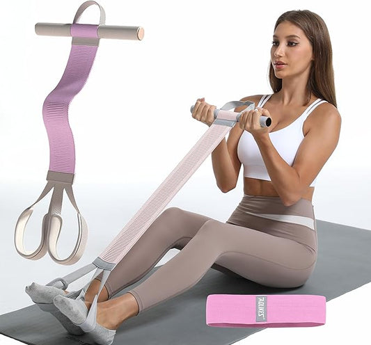 Multifunctional Tension Rope Set – Sit-Up Assistance, Knitted Fitness Equipment for Abdominal/Waist/Arm/Leg Stretching & Weight Loss Training，Gift a 90 Pound Knitted Resistance Strap-FlexoryFit