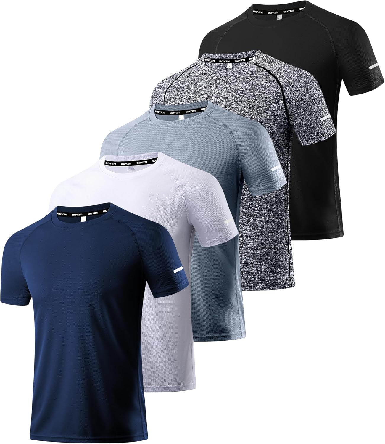 Boyzn 1, 3, 5 or 7 Pack Men's Workout Running Shirts, Dry Fit Moisture Wicking T-Shirt, Gym Athletic Short Sleeve Tee Shirts