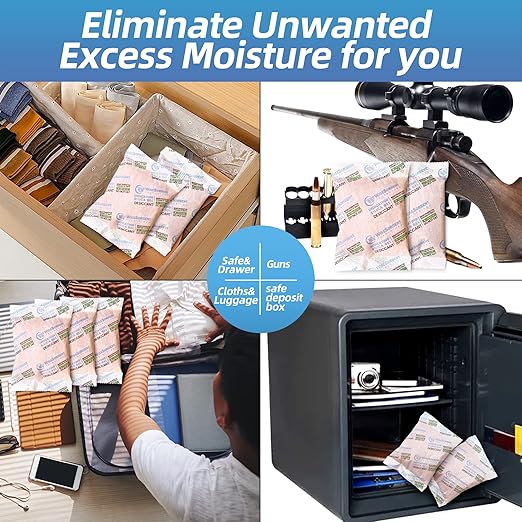 [6 Packs] 50g Desiccant Packs, Indicating Silica Gel Packets, Rechargeable Desiccant Packs, Desiccant Moisture Absorber for Storage