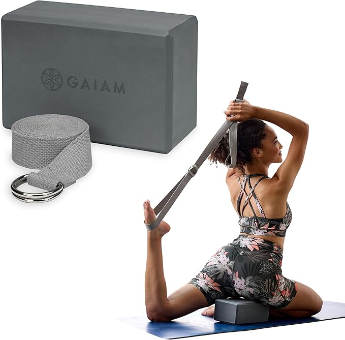 Gaiam Yoga Block - Supportive Latex-Free Eva Foam - Soft Non-Slip Surface with Beveled Edges for Yoga, Pilates, Meditation - Yoga Accessories for Stability, Balance, Deepen Stretches-FlexoryFit