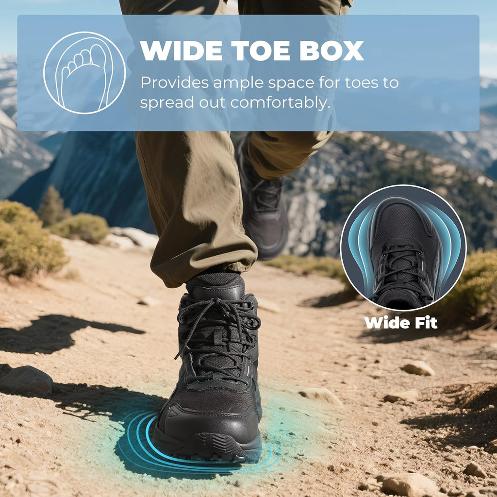 NORTIV 8 Men's Wide Toe Box Hiking Boots Low Drop Waterproof Outdoor Trekking Camping Shoes for Plantar Fasciitis Bunion Katahdin
