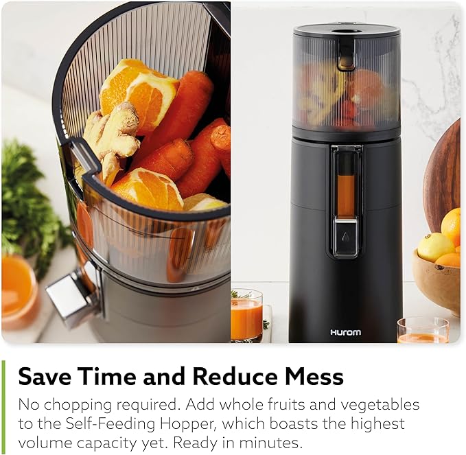 Hurom H400 Cold Press Juicer Machine, Award Winning Masticating Slow Juicer, Easy to Clean, Strainer & Hands Free with Self Feeding, Wide Mouth Hopper, Easy Assembly (Matte Black)-FlexoryFit