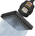 Voolan Filtered Shower Head - 20 Stage Luxury Rain Shower Filter For Hard Water for Remove Chlorine and Harmful Substances - 6" Square High Pressure Rainfall Showerhead (Matte Black)