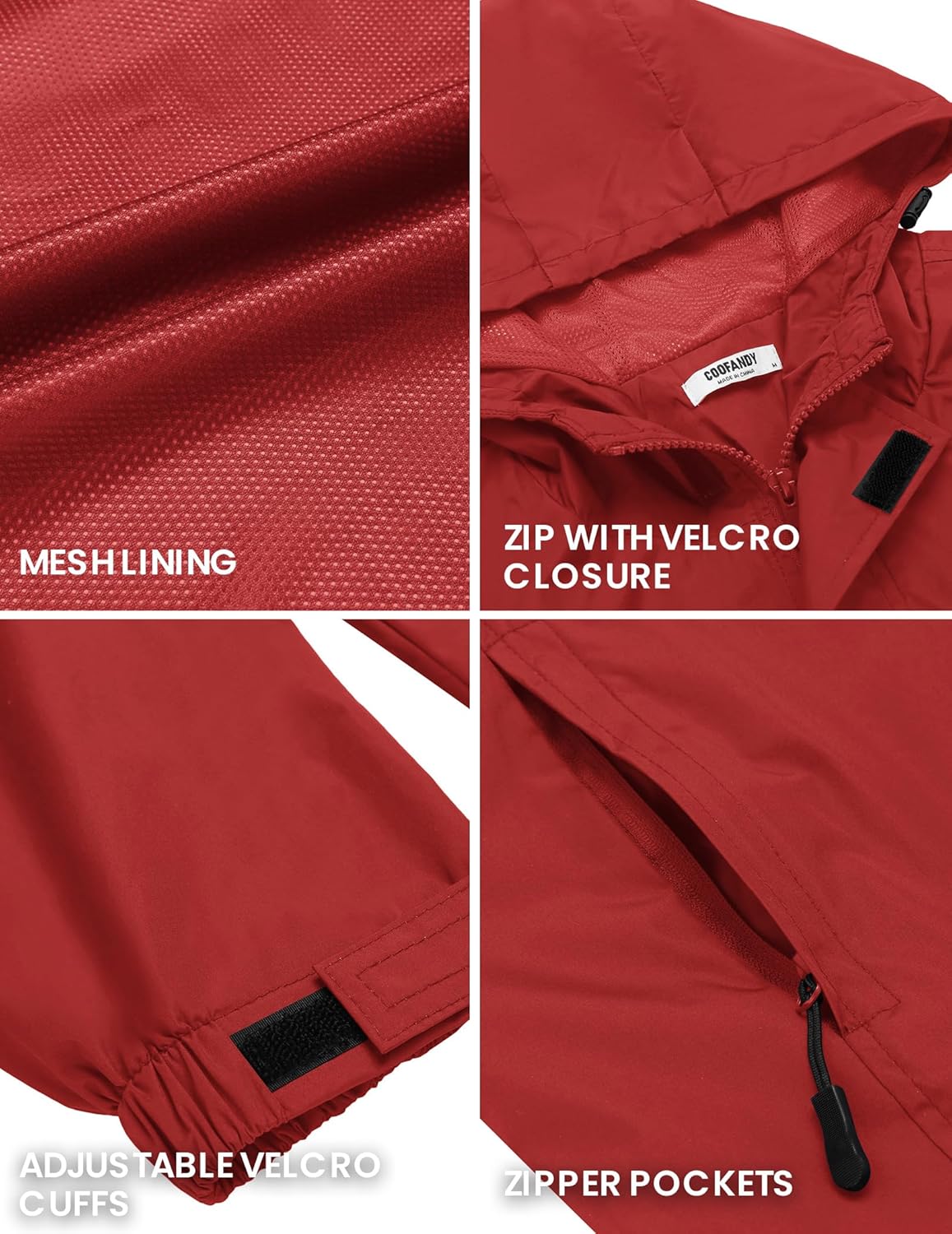 COOFANDY Men's Rain Jacket Waterproof With Hood Lightweight Packable Shell Raincoat Windbreaker For Cycling Golf Travel