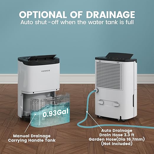 Kesnos 120 Pints 2025 Energy Star Dehumidifier for Home and Basement with Drain Hose, Ideal for Large Spaces Up to 6,000 Sq. Ft., Auto Defrost and Self Drying