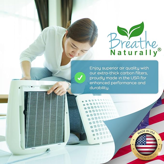 Breathe Naturally - Hapf600 HEPA Carbon Filter Replacement for Holmes Air Purifiers - High Efficiency Carbon Air Cleaner Filters - Compatible with Holmes HAPF600 Series - (4 Pack Carbon Filter C)