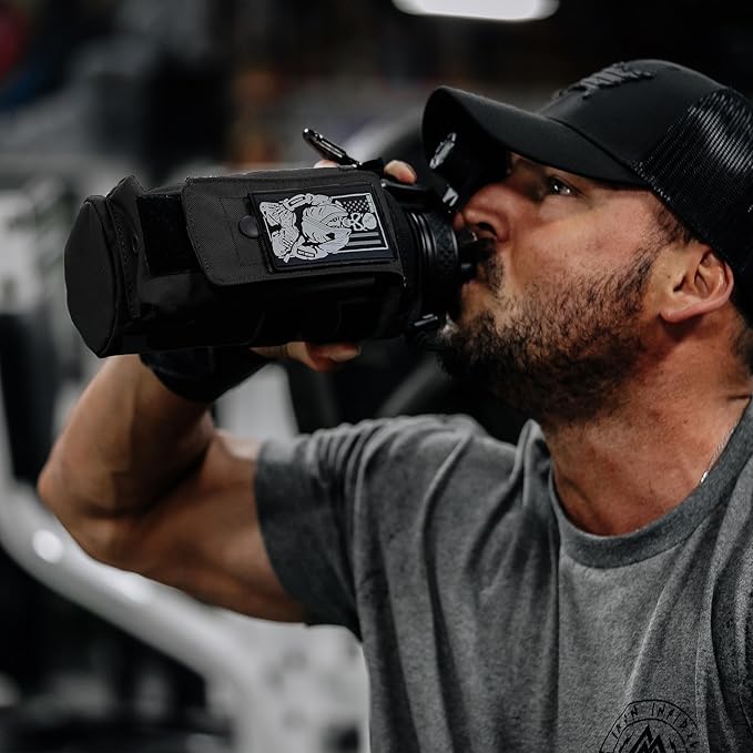 Iron InfideI Battle Bottle Sleeve - 64 oz and 32 oz Water Bottle Sleeve Only for Half Gallon 1L Steel Water Bottle | Rugged Cover with Molle for Versatile Design with Storage for Phone, Wallet & Keys-FlexoryFit