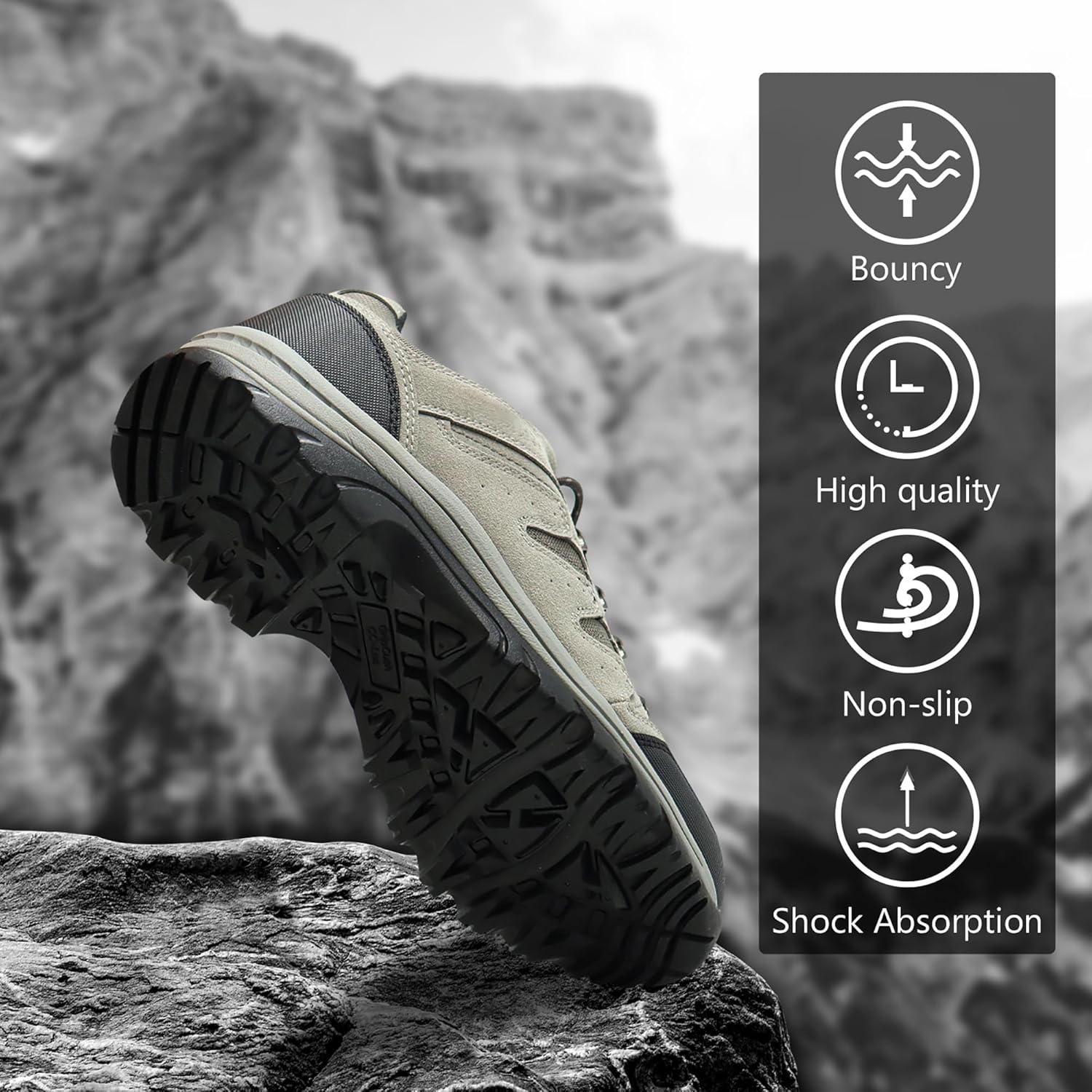 CC-Los Men's Waterproof Hiking Shoes Outdoor Comfortable Trekking Shoe Lightweight Working Sneaker