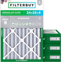 Filterbuy 24x25x4 Air Filter MERV 8 (MPR 700) Dust Defense Replacement (4-Pack), Electrostatic Pleated HVAC AC Furnace Filters, Made in USA (Actual Size: 23.75 x 24.75 x 3.63)