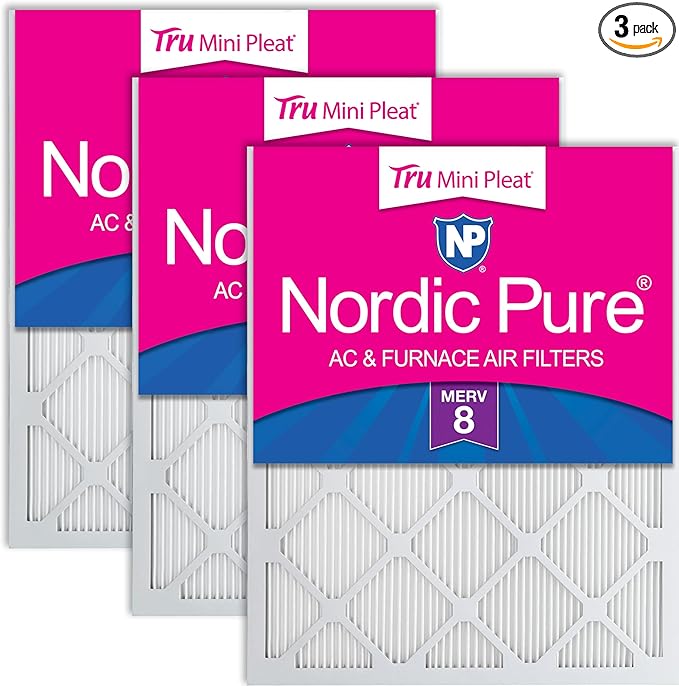 Nordic Pure 24x30x1 (23 1/2 x 29 1/2 x 3/4) Tru Mini Pleat MERV 8 AC Furnace Air Filters 3 Pack
