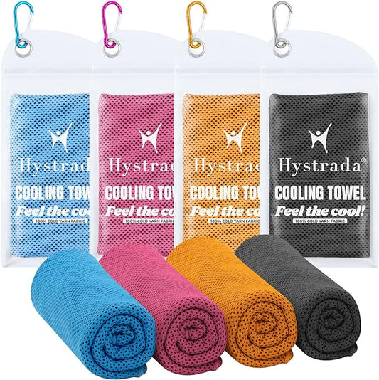 4 Packs Cooling Towel (40 x 12), Ice Towel, Microfiber, Soft Breathable Chilly Towel Stay Cool for Yoga, Workout, Sport, Gym, Camping, Fitness, Running, Workout & More Activities - Multicolor-FlexoryFit