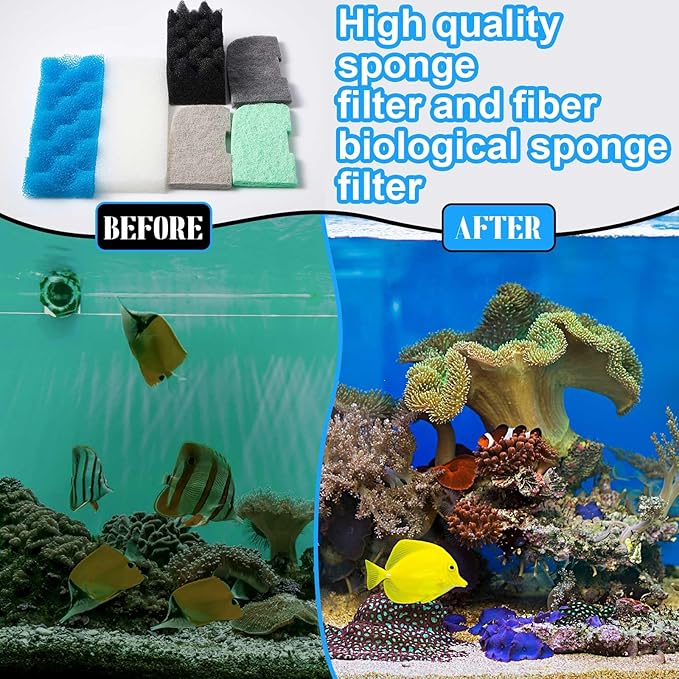 52 Pcs Replacement Filter Media Kit Compatible with Fluval 306/307 Aquarium Filters, Include Three Bio-Foams, Ammonia/Phosphate/Nitrite Remover, Towel and Grease