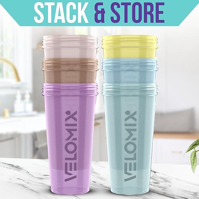 '-6 PACK- 28 oz Protein Shaker Bottle for Protein Mixes - 6x Wire Whisk | Leak Proof Shaker Cups for Protein Shakes | Protein Shaker Bottle Pack | Protein Shake Cup (Pastel Power Series)-FlexoryFit