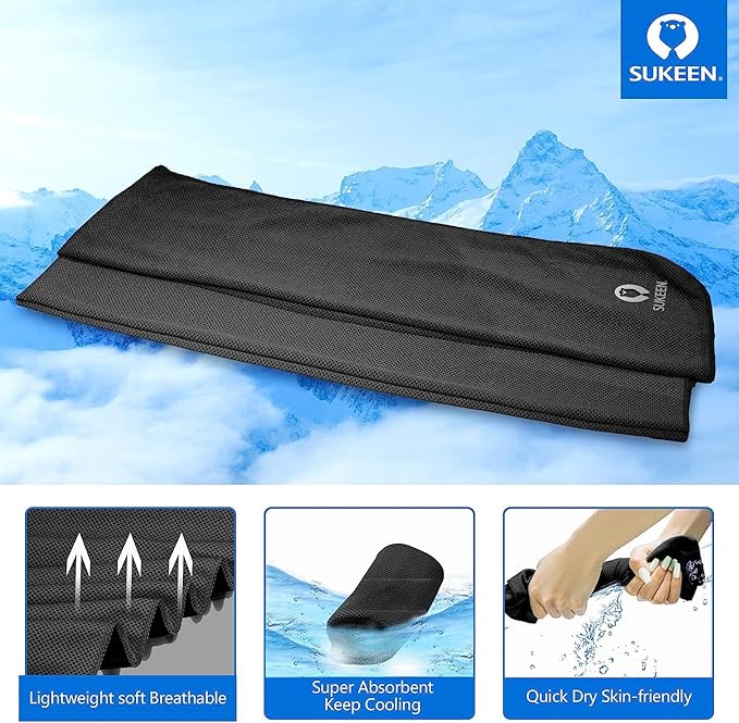 Sukeen 4Pack Cooling Towel (40"x12") for Neck and Face, Soft & Breathable Chilly Sports Towel, Quick-Drying Sweat Absorbing Cooling Neck Wraps with Cooling Tech. for Yoga, Sport, Running, Workout-FlexoryFit