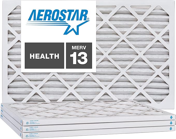 Aerostar 16 x 30 x 1 MERV 13, Pleated Air Filter, 16 x 30 x 1, Box of 4, Made in the USA