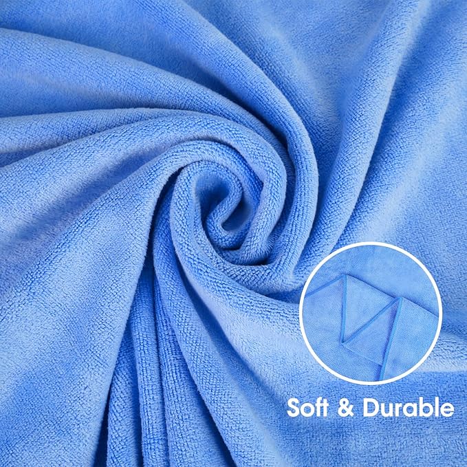 JML Microfiber Towels, Bath Towel Set (6 Pack, 27" x 55") - Extra Large, Soft, Absorbent, Fast Drying Bathroom Towel for Shower, Swimming, Fitness, Sport, Yoga, Peach/Grey/Blue-FlexoryFit