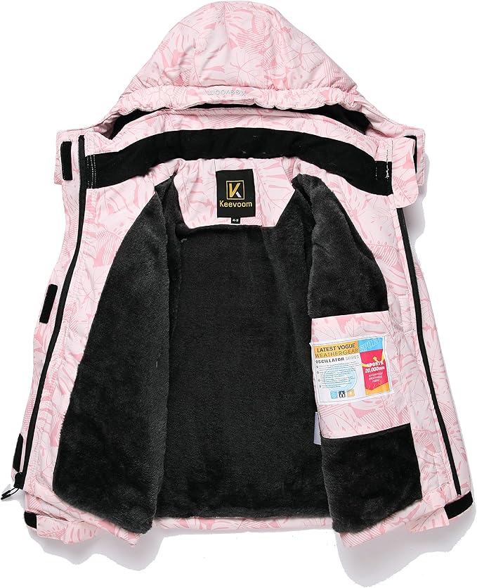 Keevoom Girl's Ski Jacket Winter Warm Thick Snow Coat Windproof Kids Outdoor Hooded Jackets-FlexoryFit