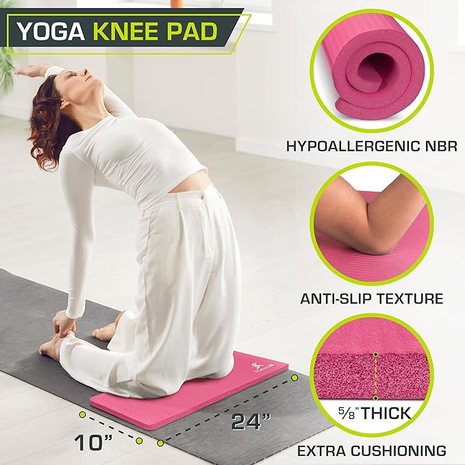 ProsourceFit Extra Thick Yoga Knee Pad and Elbow Cushion 15mm (5/8”) Fits Standard Mats for Pain Free Joints in Yoga, Pilates, Floor Workouts-FlexoryFit