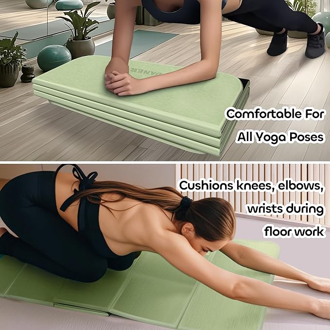 Foldable Yoga Mat 12mm Extra Thick Joint Protection,Portable Design for Travel/Pilates/Board/Camping,Environmental Sports Mat Non-Slip Gym Mat,Odorless POE Material-FlexoryFit