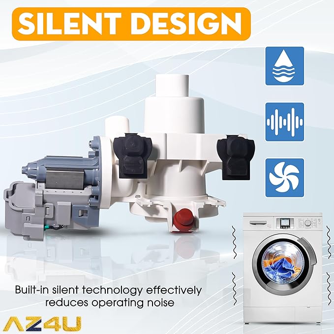 AZ4U Upgraded 8181684 Front Load Clothes 280187 Washer Drain Pump Filter Assembly Replacement For Whirlpool Duet Maytag Epic Kenmore HE Loading Washer, 1200164 280187 Drain Pump 120V 60Hz 0.70W 0.95A