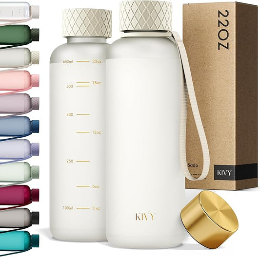 KIVY Tritan Water Bottle 2nd Generation (White Gold, 22oz)-FlexoryFit