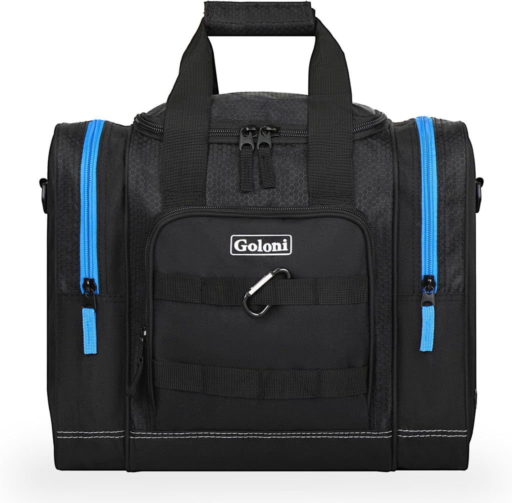 Goloni Bowling Ball Bag for Singer Ball with Padded Ball Holder, 2 Pockets fit Bowling Shoes Up to Mens Size 14 and Accessories