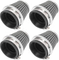 Motoforti 4pcs Universal 52mm Air Filter Cleaner Round Tapered Replacement for Motorcycle Black