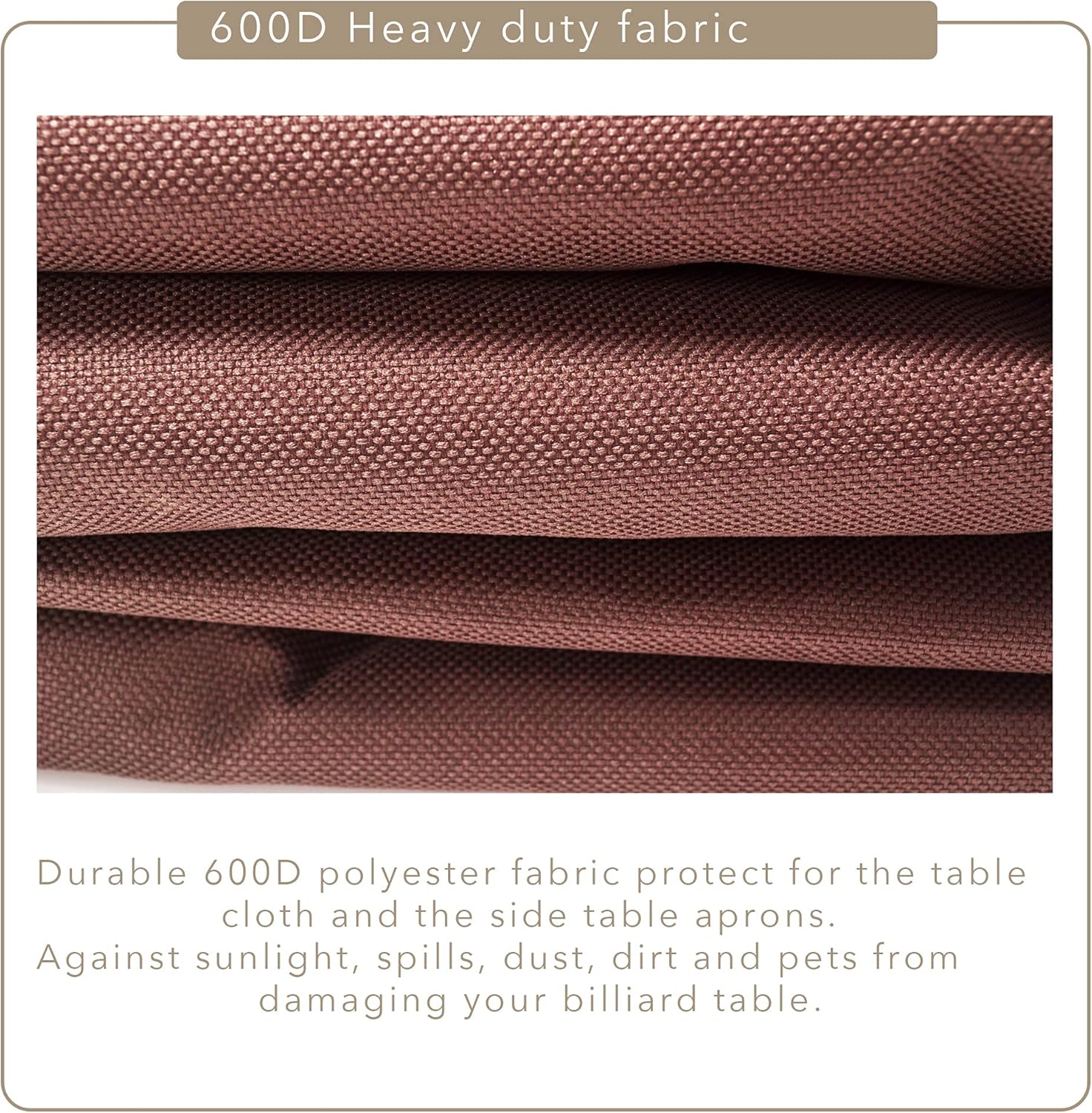 7/8/9FT Heavy Duty 600D Polyester Canvas Billiard Pool Table Cover(7 Colors Available) (Coffee Brown, 8-Foot)