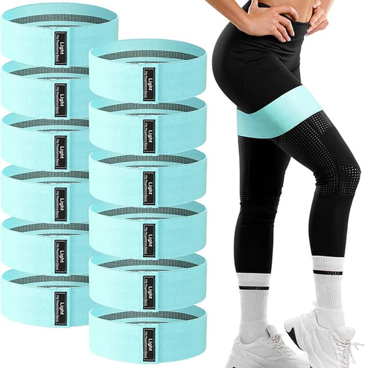 12 Pcs Fabric Resistance Bands for Working Out Booty Workout Stretch Exercise Bands Non Slip for Legs Squat Resistance Loop for Women Men Starter Butt Hip Thigh Fitness-FlexoryFit
