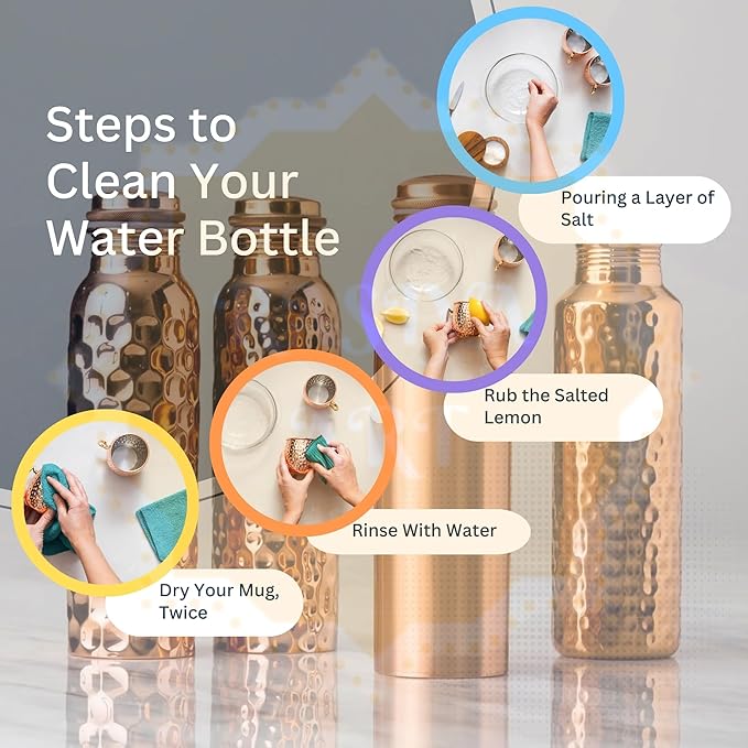 Bedside Water Carafe - Copper Bottle for Drinking Water- Pitcher with Lid - Ayurveda Healing Benefit Heavy Duty Vessel - 34 Oz