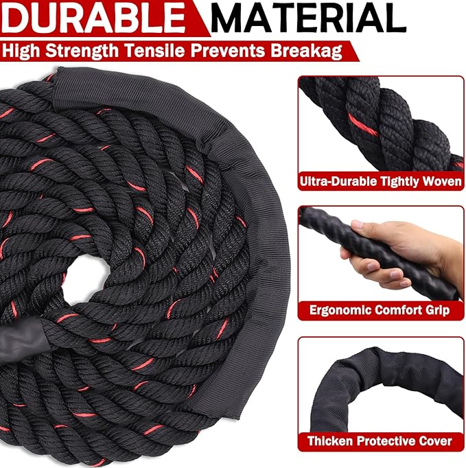 Jump Rope, Weighted Jump Rope for Men Women, 2.8lb Heavy Jumping Ropes for Fitness, Adult Skipping Rope for Home Gym Exercise, Improve Strength and Building Muscle Workout Equipment-FlexoryFit