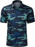 TAPULCO Mens Quick Dry Polo Shirts Camouflage Pattern Performance Athletic Lightweight Breathable Casual Golf Tshirts