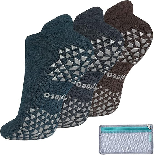 Hylaea Unisex Non Slip Socks with Grip for Yoga, Hospital, Pilates, Barre | Ankle, Cushioned-FlexoryFit