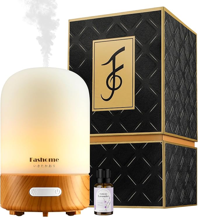 Essential Oil Diffuser, 100ml Ultrasonic Aromatherapy Humidifier, 6 in 1 Quiet Diffuser with Auto Shut-Off Function, Small Essential Oil Vaporizer（White）