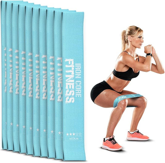 Fabric Mini Resistance Bands Sets for Trainers, Bootcamp, Gym for Men and Women in Fun Colors - Ebook, Videos and Workout Chart Included by Iron Core Fitness-FlexoryFit
