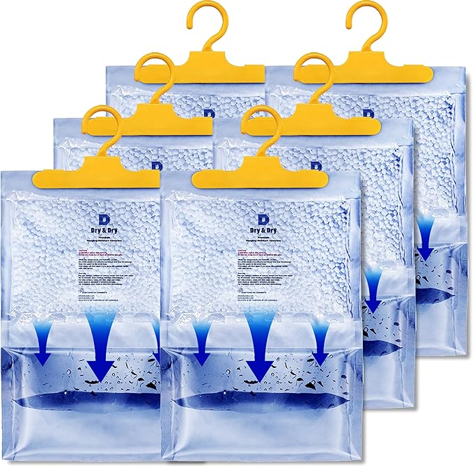 Dry & Dry Moisture Absorbers Dehumidifiers for Home, Basement, Bedroom, Small Dehumidifiers - Moisture Absorbers - White - 6 Packs (14 ounce/pack)