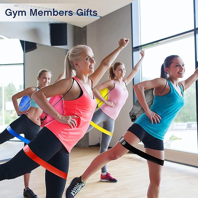 90 Pcs Workout Loop Resistance Bands Bulk, Gym Elastic Bands Set for Fitness Sport Class Students Members Gift Physical, 5 Pieces Each Set, with Large Drawstring Backpack Bags-FlexoryFit