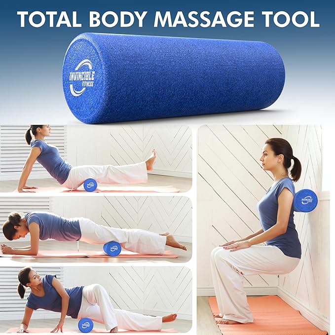 Invincible Fitness EPP Foam Roller for Deep Tissue Massage – Enhance Recovery, Relieve Pain, and Boost Mobility for a Stronger, Healthier You (Blue)-FlexoryFit