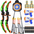 2 Pack Bow and Arrow Toy for Kids 3-8-12, LED Light Up Archery Set with Shooting Game Toy & Standing Target for Boys and Girls Age 5 6 7 8 9 10 11+, Indoor Outdoor Activity Toys for Birthday
