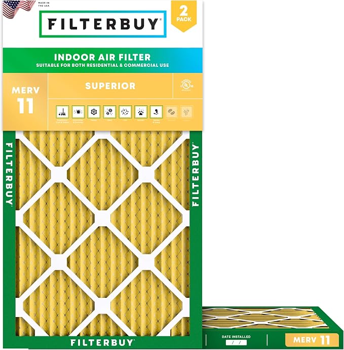 Filterbuy 13x21.5x1 Air Filter MERV 11 Superior Pet & Allergy Defense, by Filterbuy