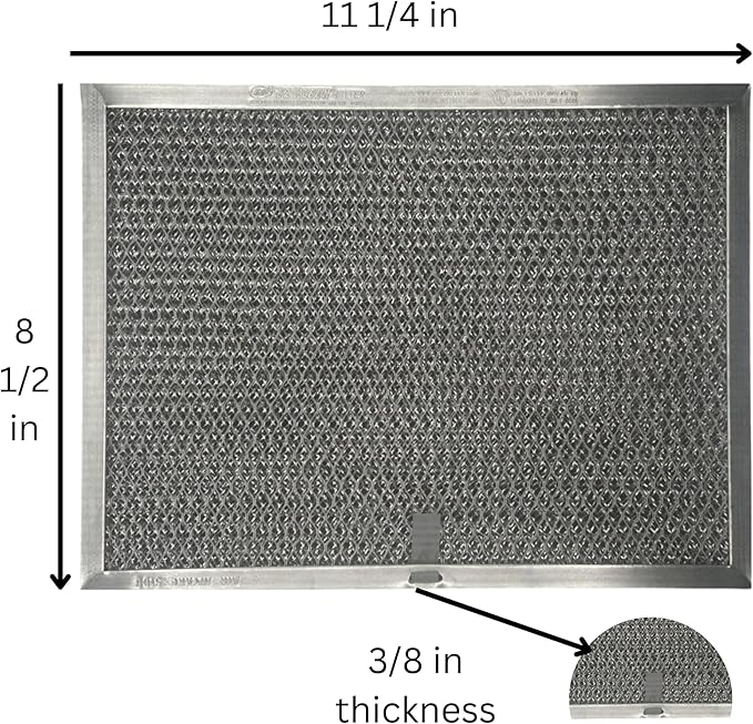 4-Pack Range Hood Filter Insert – Compatible with Broan Ductless Vents – 8.5" x 11.25" x 3/8" Aluminum Mesh & Charcoal Panel for Kitchen Grease Capture