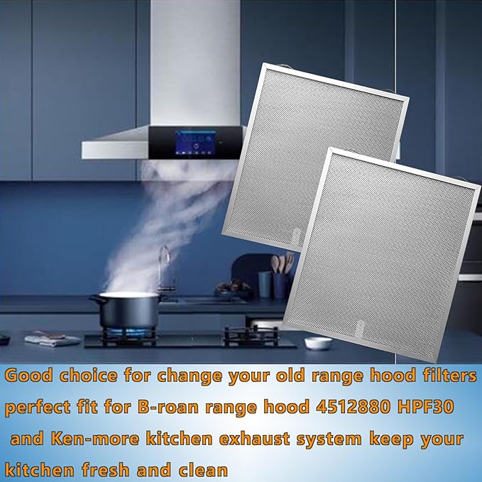 S99010430-002 for N-utone Kitchen Exhaust Fan Filter Replacement Parts Compatible With B-roan N-utone HPF30 HPFA3A36 4512880 and Ken-more Range Hood Filters by Size 13.88" X15.75" 2pack